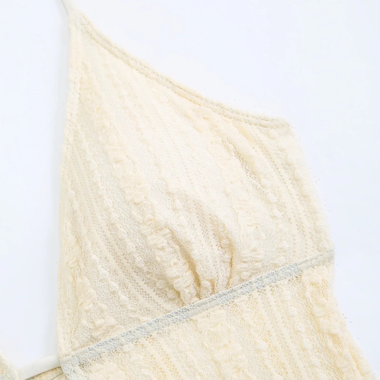 Lace Halter Deep V Neck Keyhole Side Slit Sheer Mesh See Through Maxi Cover Up Dress Beachwear Swimwear Bikini Cover Up