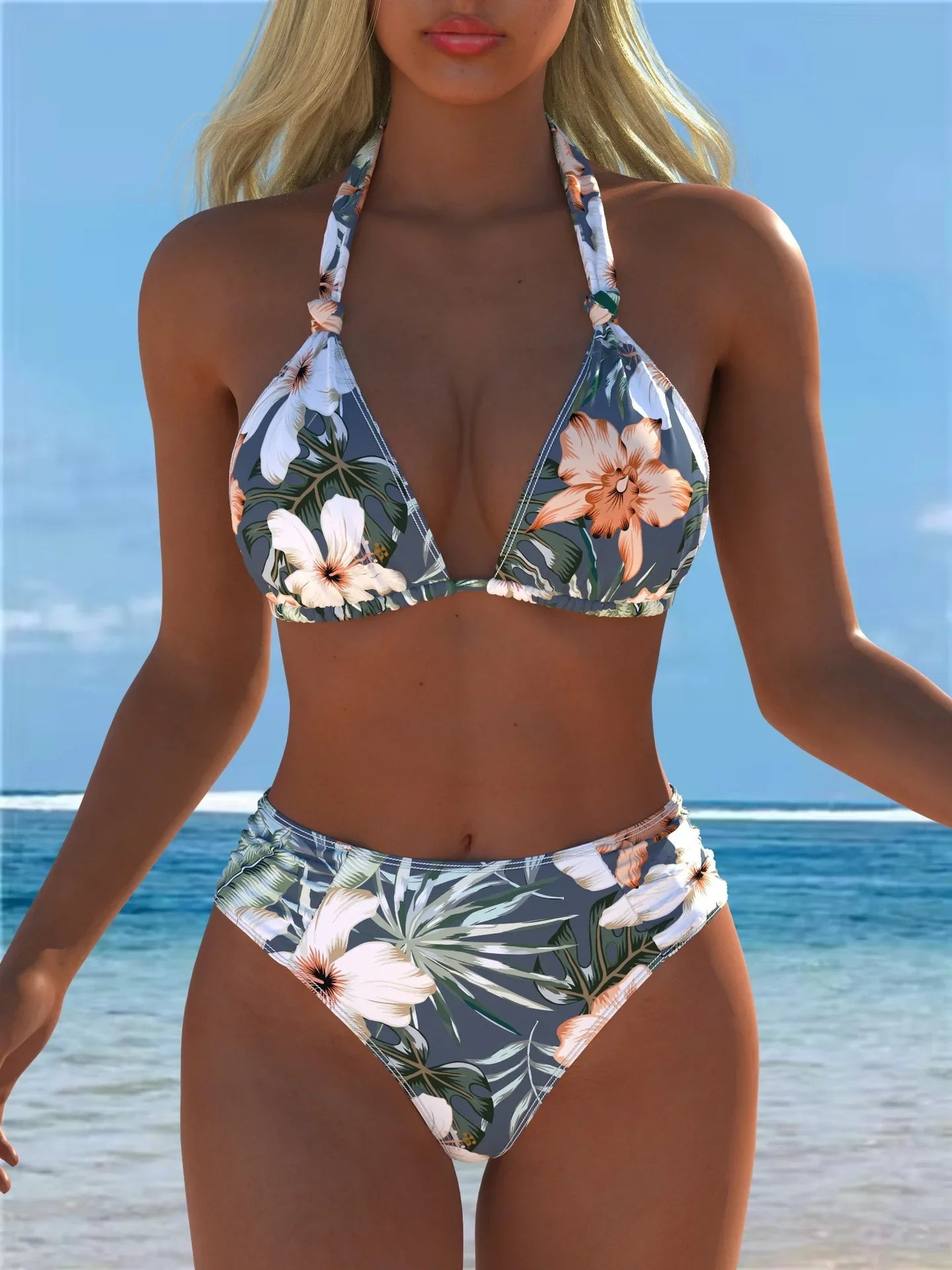 Leopard Floral Mix Print 2 Piece Bikini Set