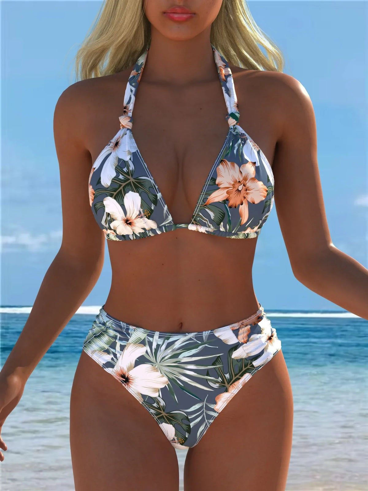 Leopard Floral Mix Print 2 Piece Bikini Set