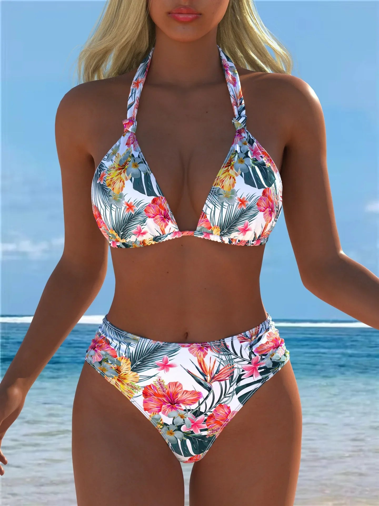 Leopard Floral Mix Print 2 Piece Bikini Set