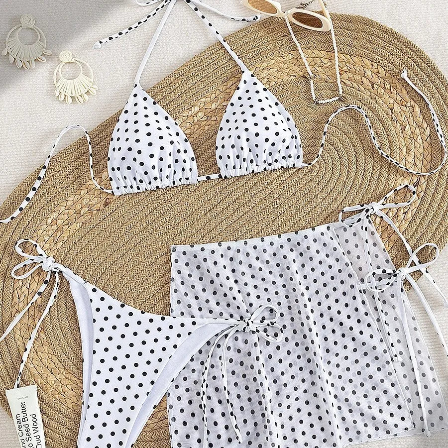 Mini Polka Dot 3 Piece Bikini Set
