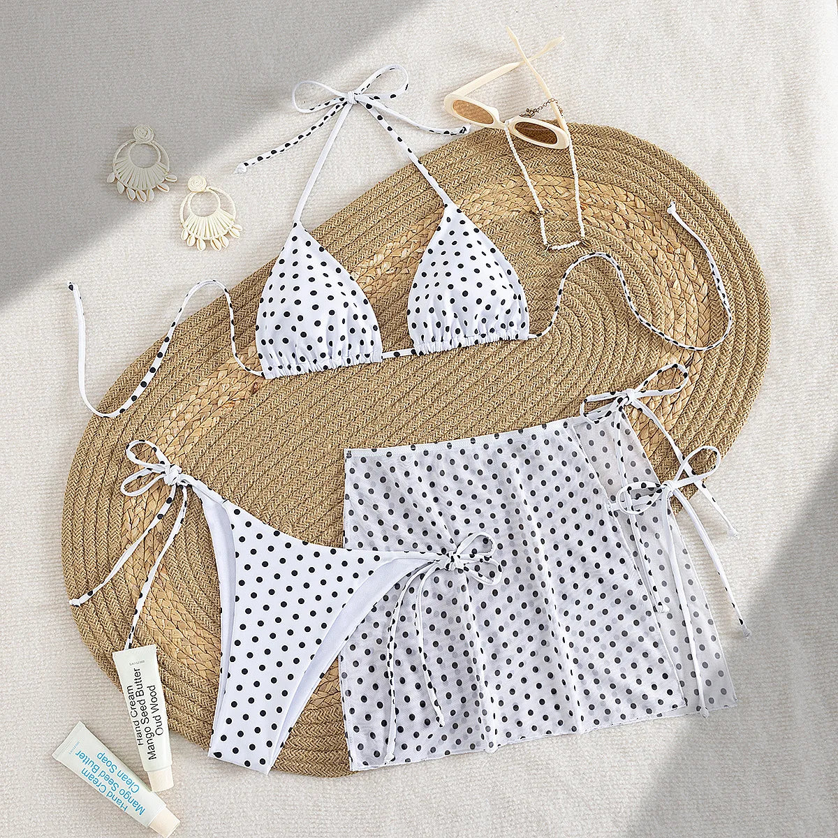 Mini Polka Dot 3 Piece Bikini Set