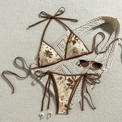 Mint Mesh Sequin Floral Embroidery 2 Piece Bikini Set