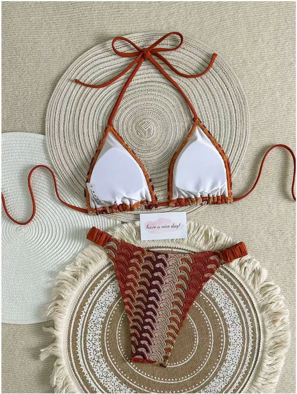 Multi Color Wave Knit 2 Piece Bikini Set