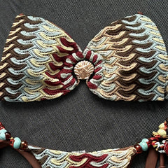 Multicolor Wavy Crochet 2 Piece Bikini Set