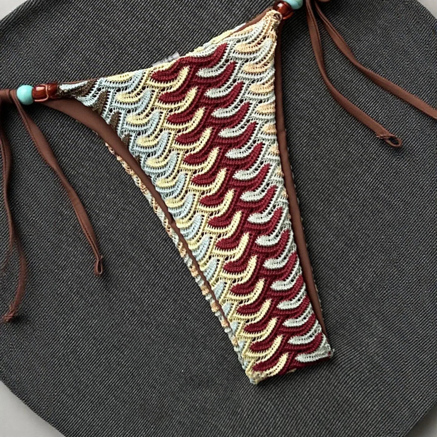 Multicolor Wavy Crochet 2 Piece Bikini Set