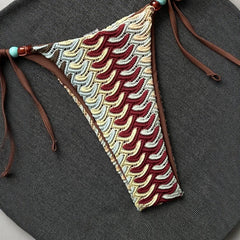 Multicolor Wavy Crochet 2 Piece Bikini Set