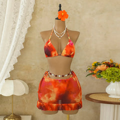 Ombre Floral 3 Piece Bikini Set