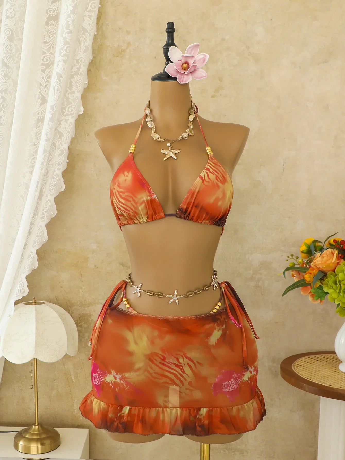 Ombre Floral 3 Piece Bikini Set