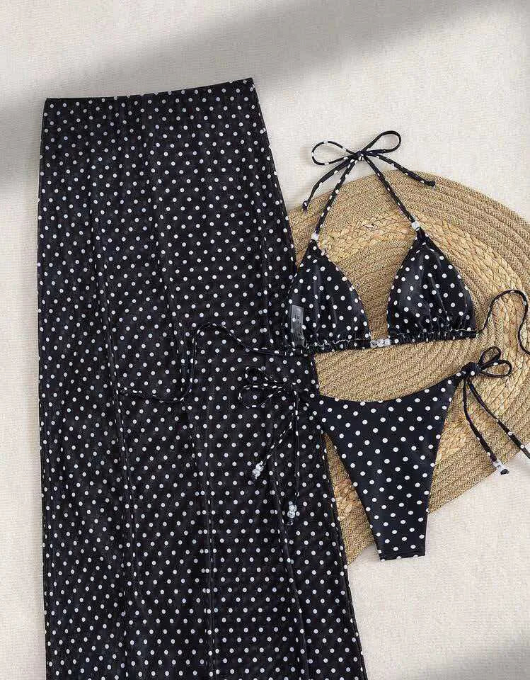 Polka Dot 3 Piece Bikini Set