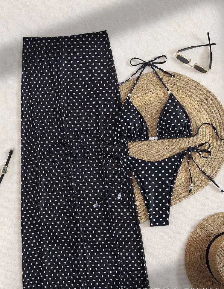 Polka Dot 3 Piece Bikini Set