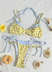 Polka Dot Contrast Bikinis Set