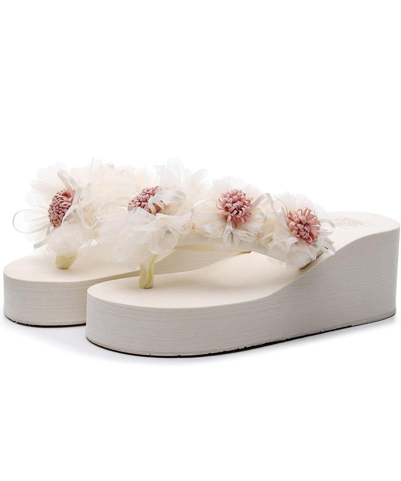 Purple Floral Holiday Wedge Slide Sandals For Women