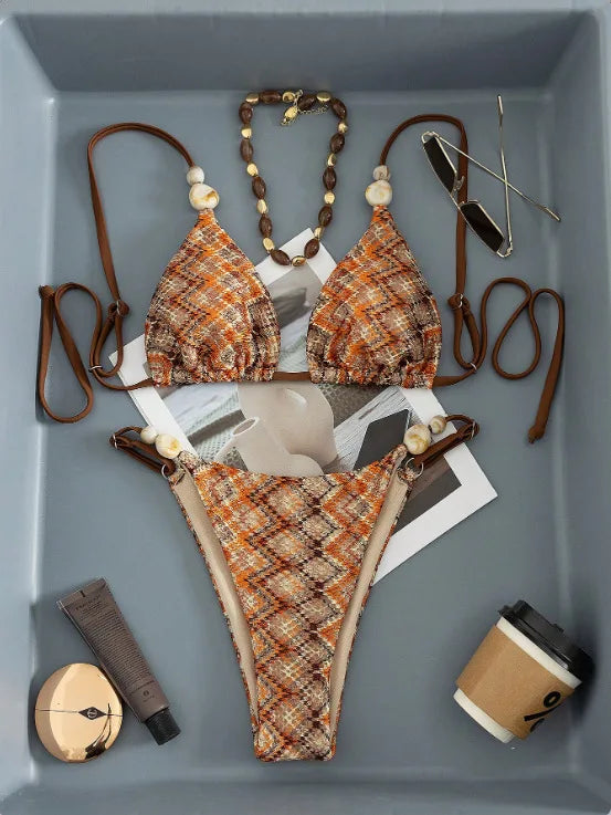 Retro Print 2 Piece Bikini Set