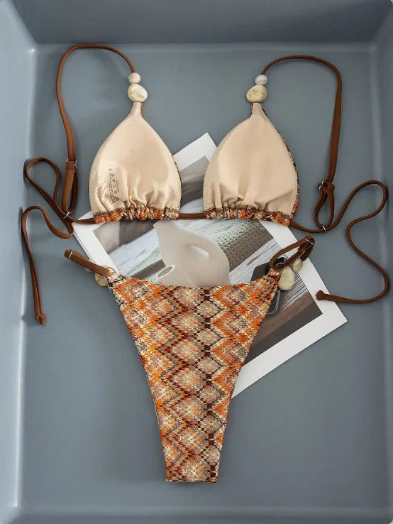 Retro Print 2 Piece Bikini Set