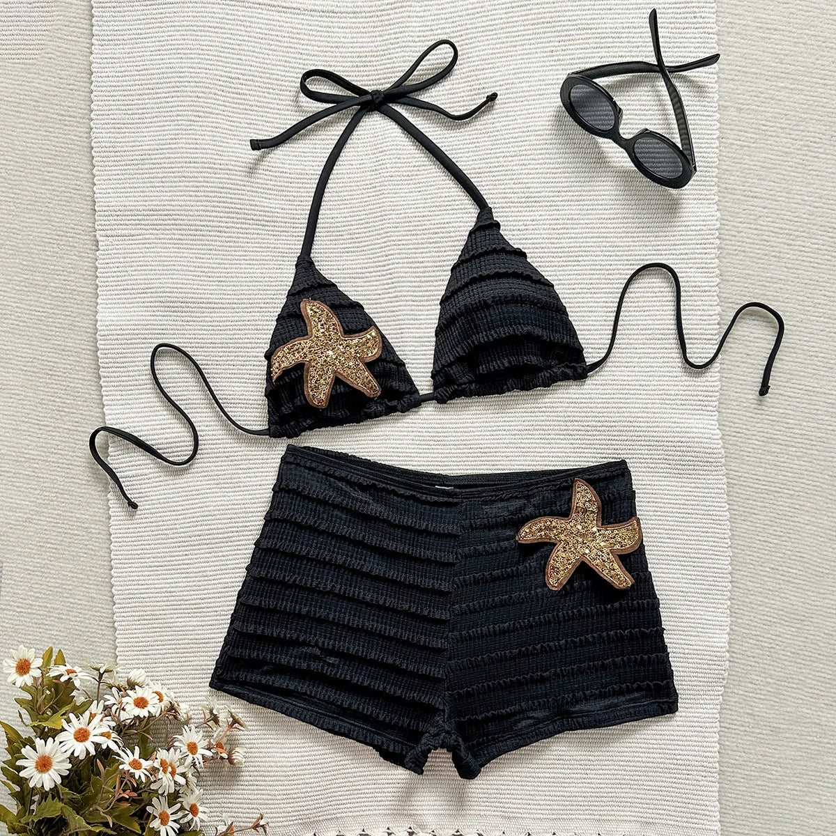 Ruffle Textured 2 Piece Bikini Set