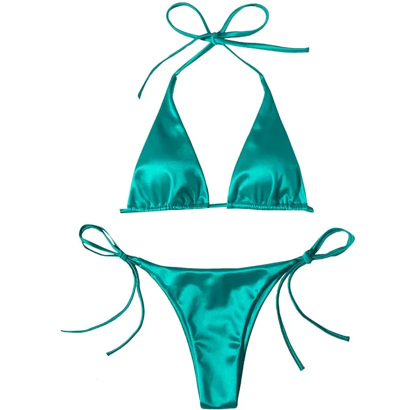Micro Mini Bikini Thong Halter G-String Bra Bikinis Set