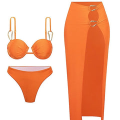 Solid 3 Piece Bikini Set