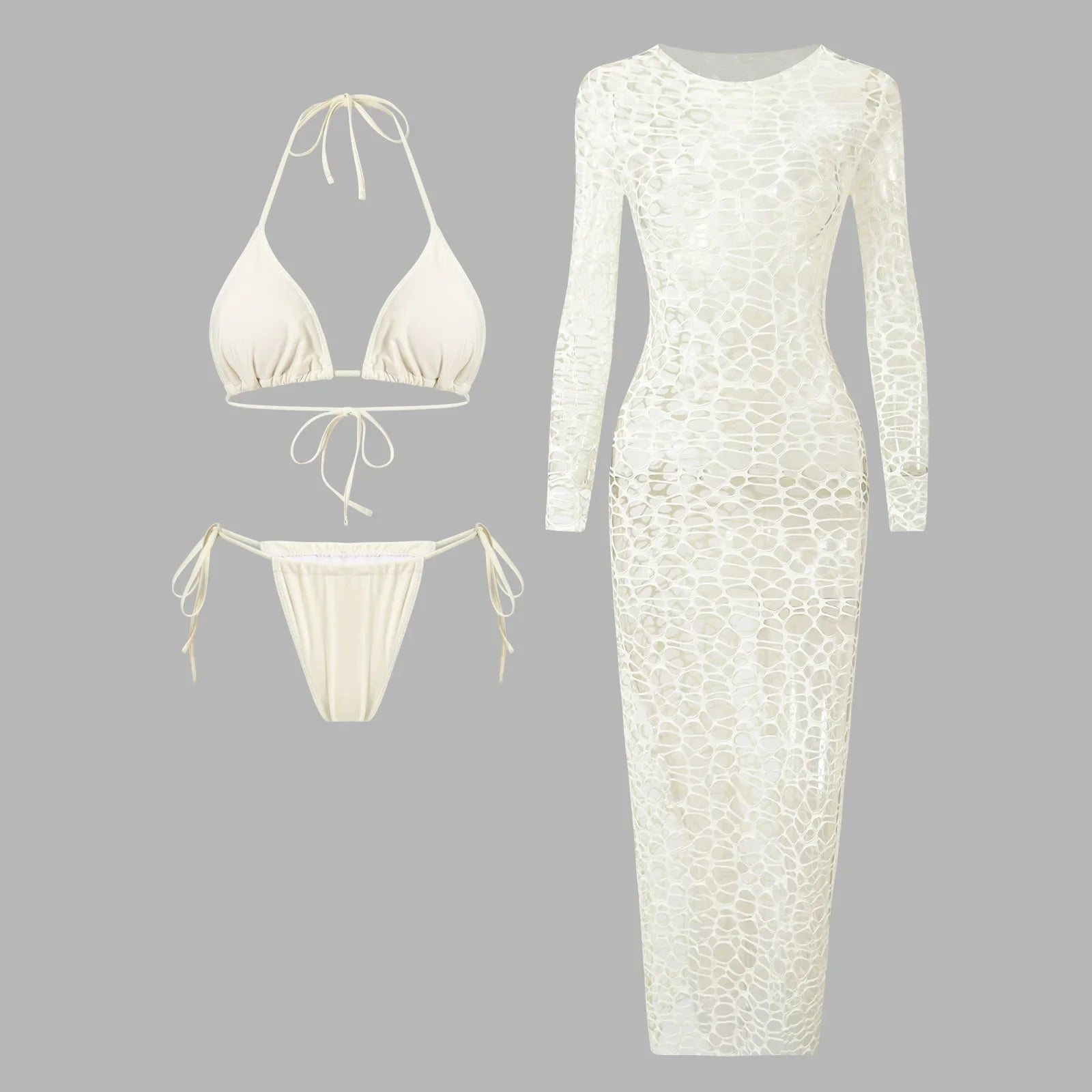 Solid 3 Pieces Bikinis Sets