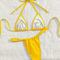 Solid Bright Yellow 2 Piece Bikini Set