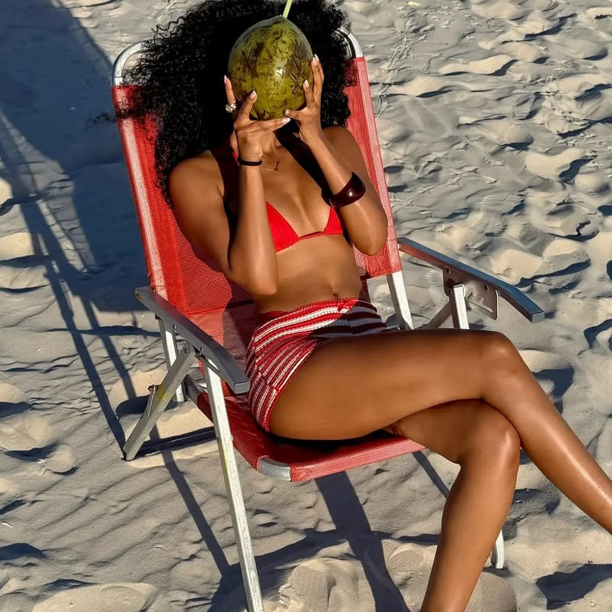Solid Swimsuits Halter Triangle Bikini 3 Piece Set