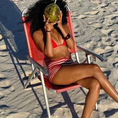 Solid Swimsuits Halter Triangle Bikini 3 Piece Set