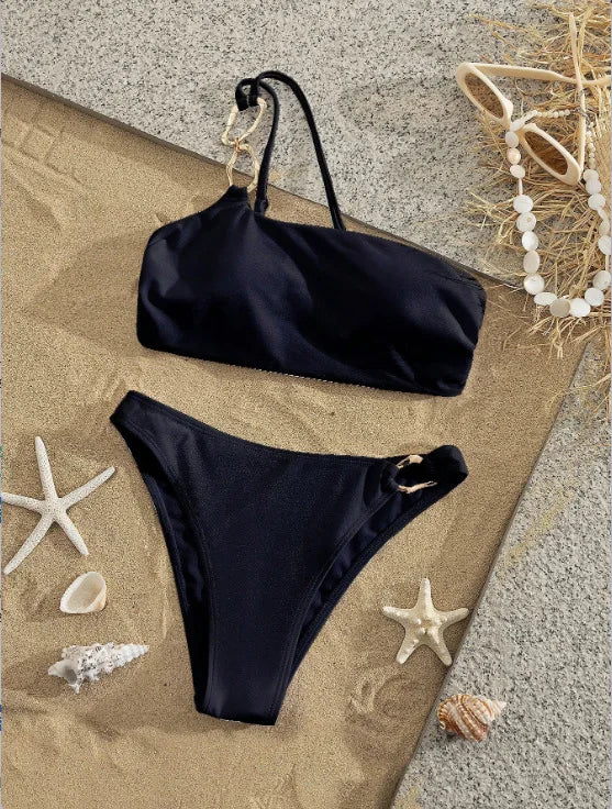 Solid White O Ring 2 Piece Bikini Set