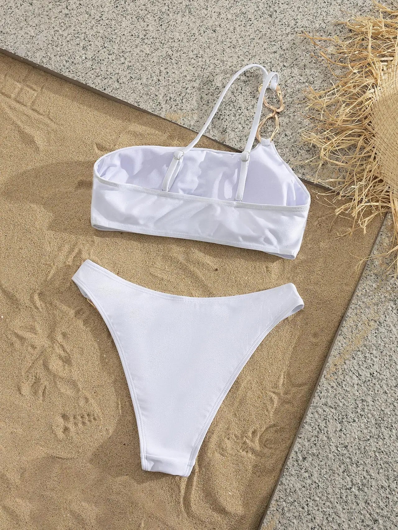 Solid White O Ring 2 Piece Bikini Set