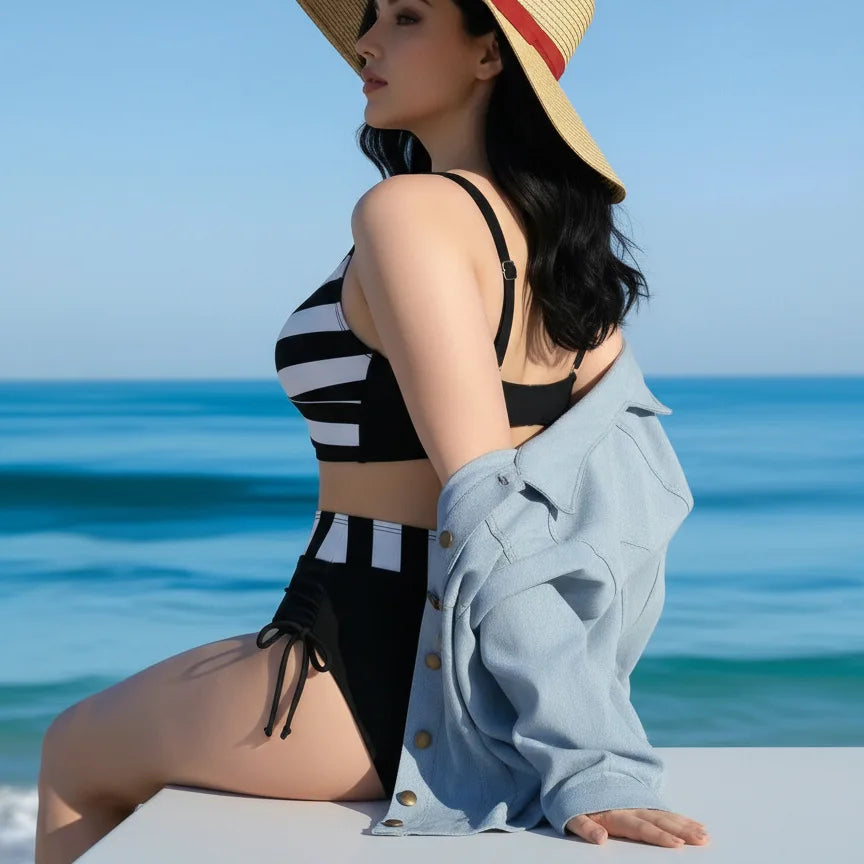 Stripe Print 2 Piece Bikini Set