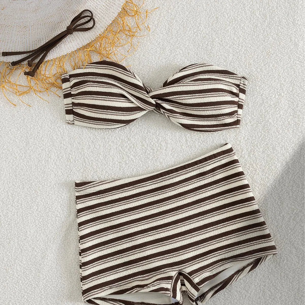 Striped Ribbed 2 Piece Tankini Set