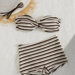 Striped Ribbed 2 Piece Tankini Set