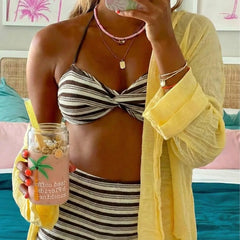 Striped Ribbed 2 Piece Tankini Set