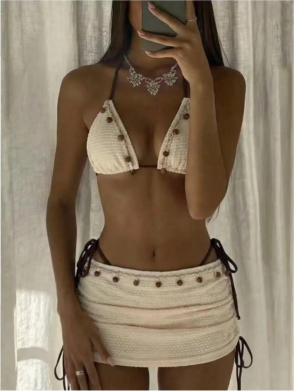 Textured 3 Piece Bikini Set