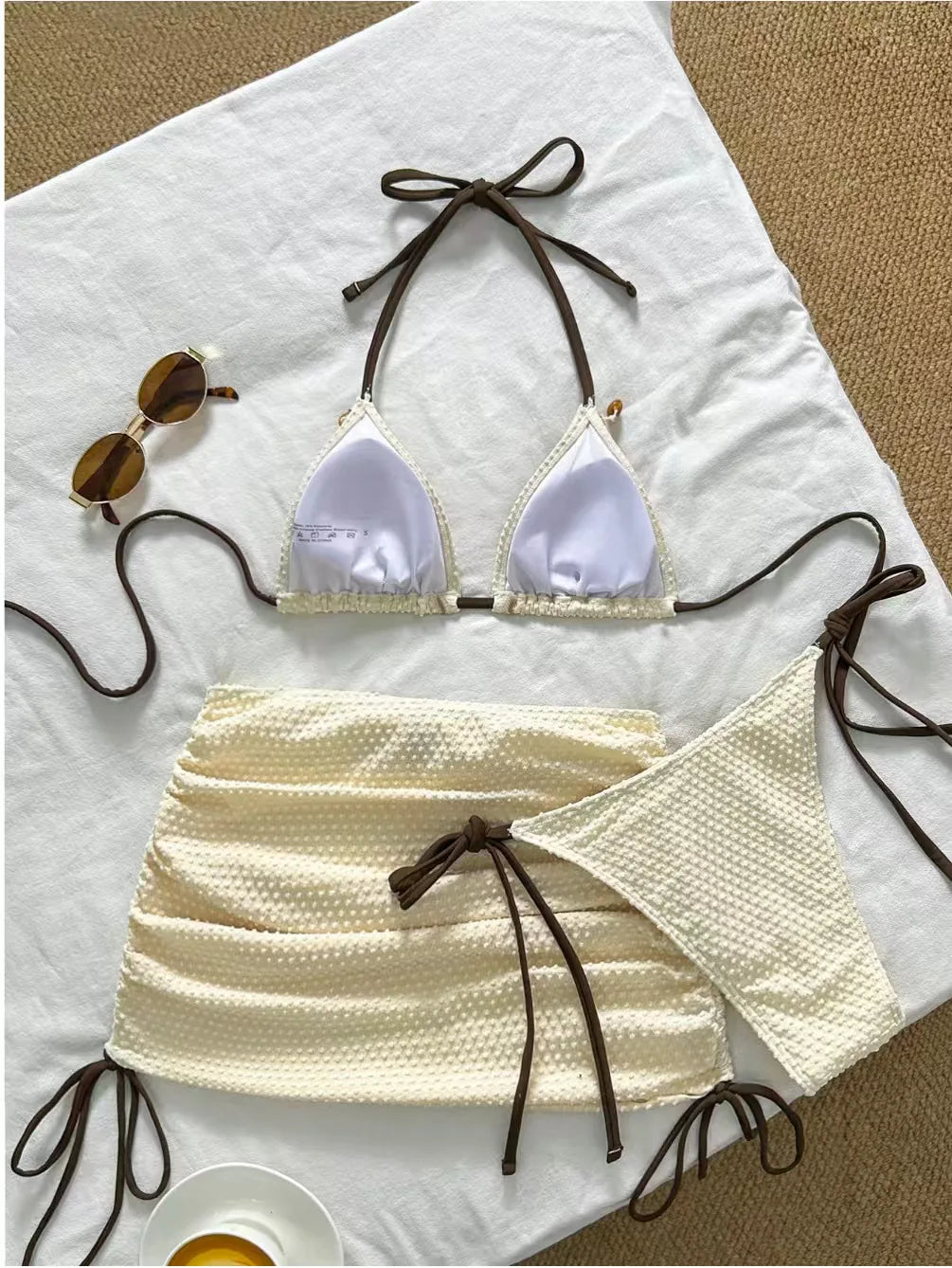 Textured 3 Piece Bikini Set