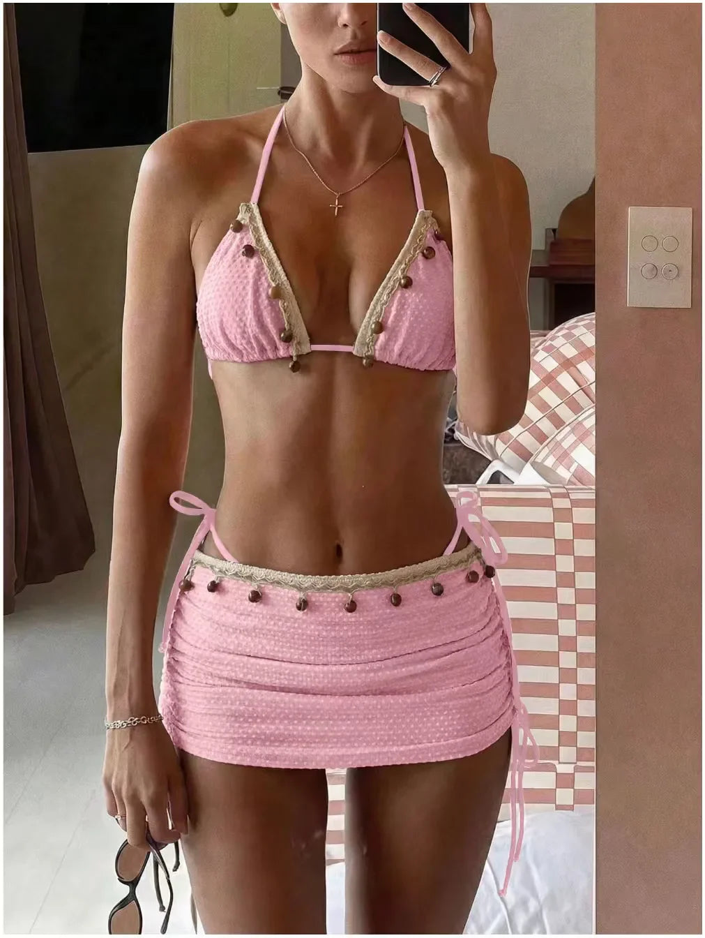 Textured 3 Piece Bikini Set