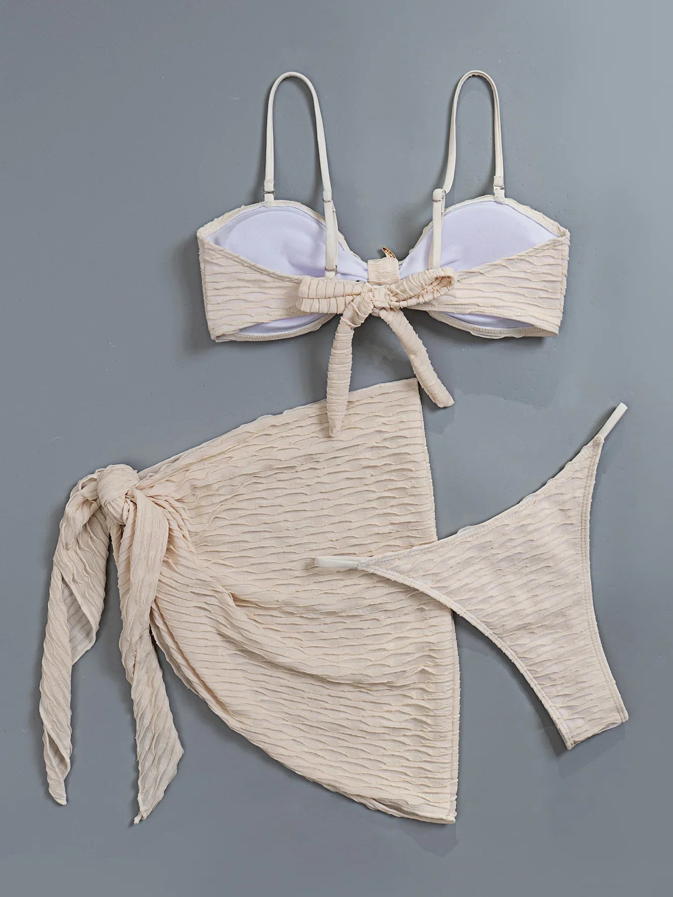 Textured Spaghetti Strap Bikini Set
