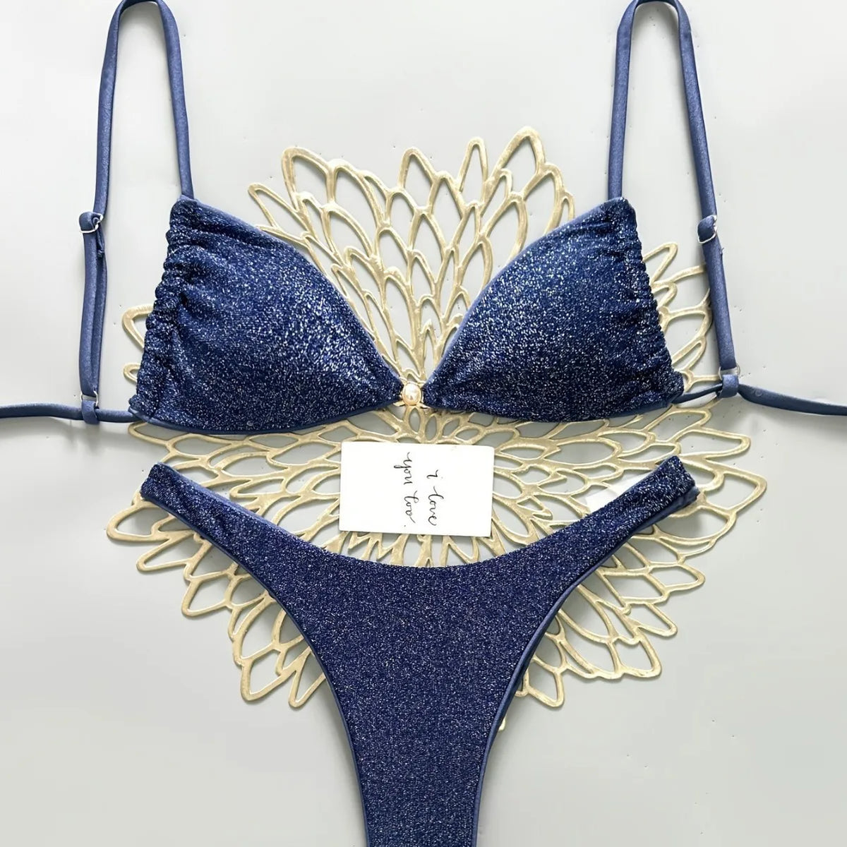 Thong Bikinis Glitter Bikini Set