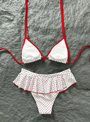 White Red Polka Dot 2-Piece Bikini Set