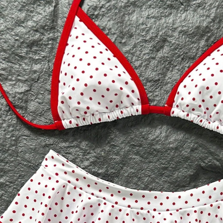 White Red Polka Dot 2-Piece Bikini Set
