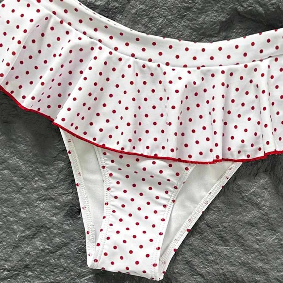 White Red Polka Dot 2-Piece Bikini Set