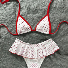 White Red Polka Dot 2-Piece Bikini Set