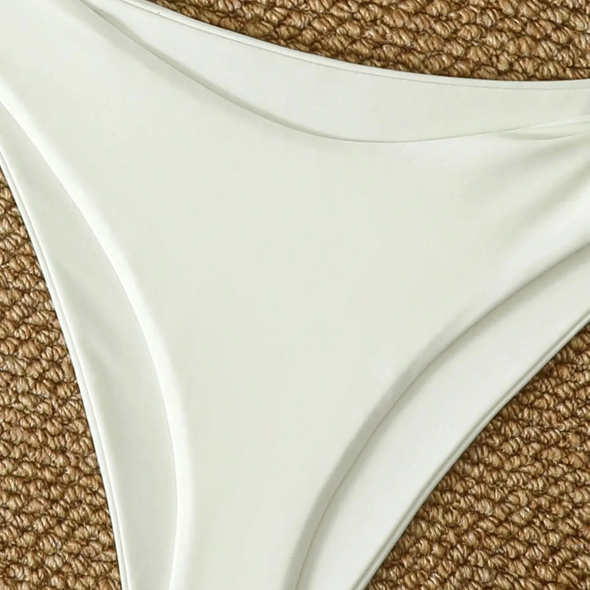 White Solid Color High Waist Bikini Set