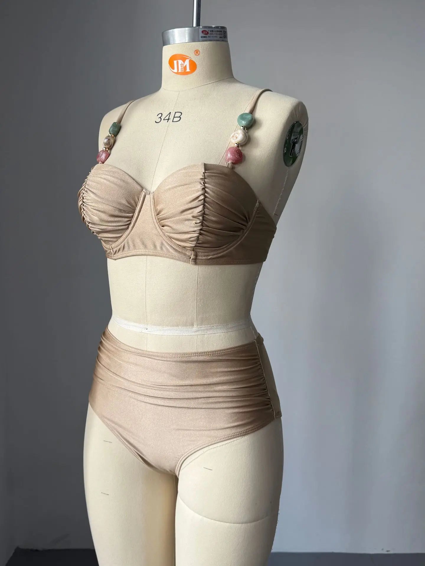 High-End Solid Color Tie-Front Two-Piece Bikini Set