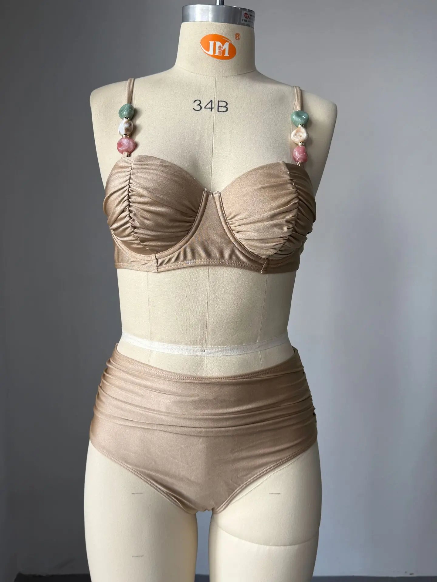 High-End Solid Color Tie-Front Two-Piece Bikini Set