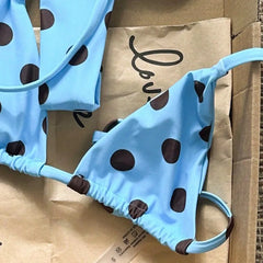 Light Blue Polka Dot Bikini Set