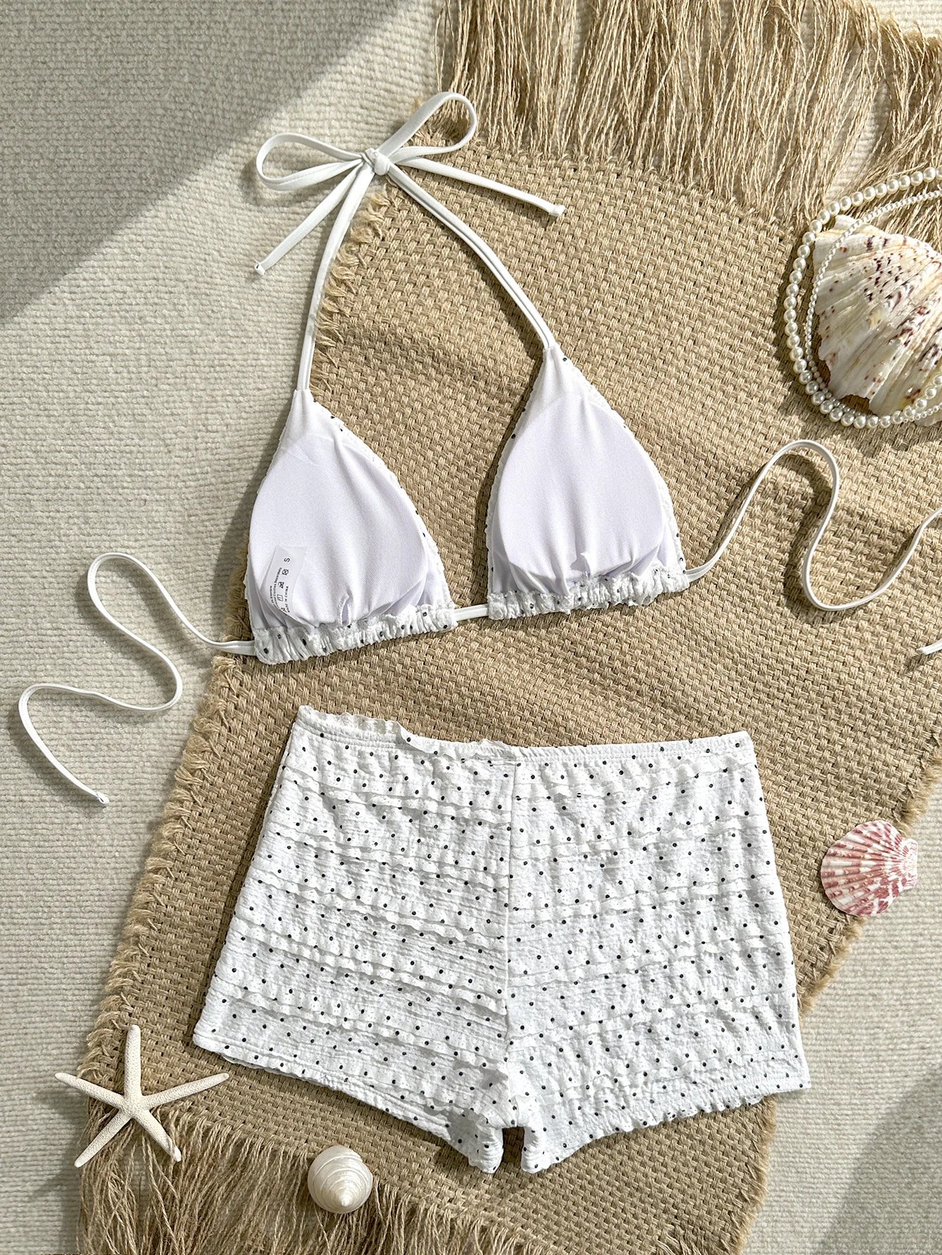 White Polka Dot 2 Piece Bikini Set