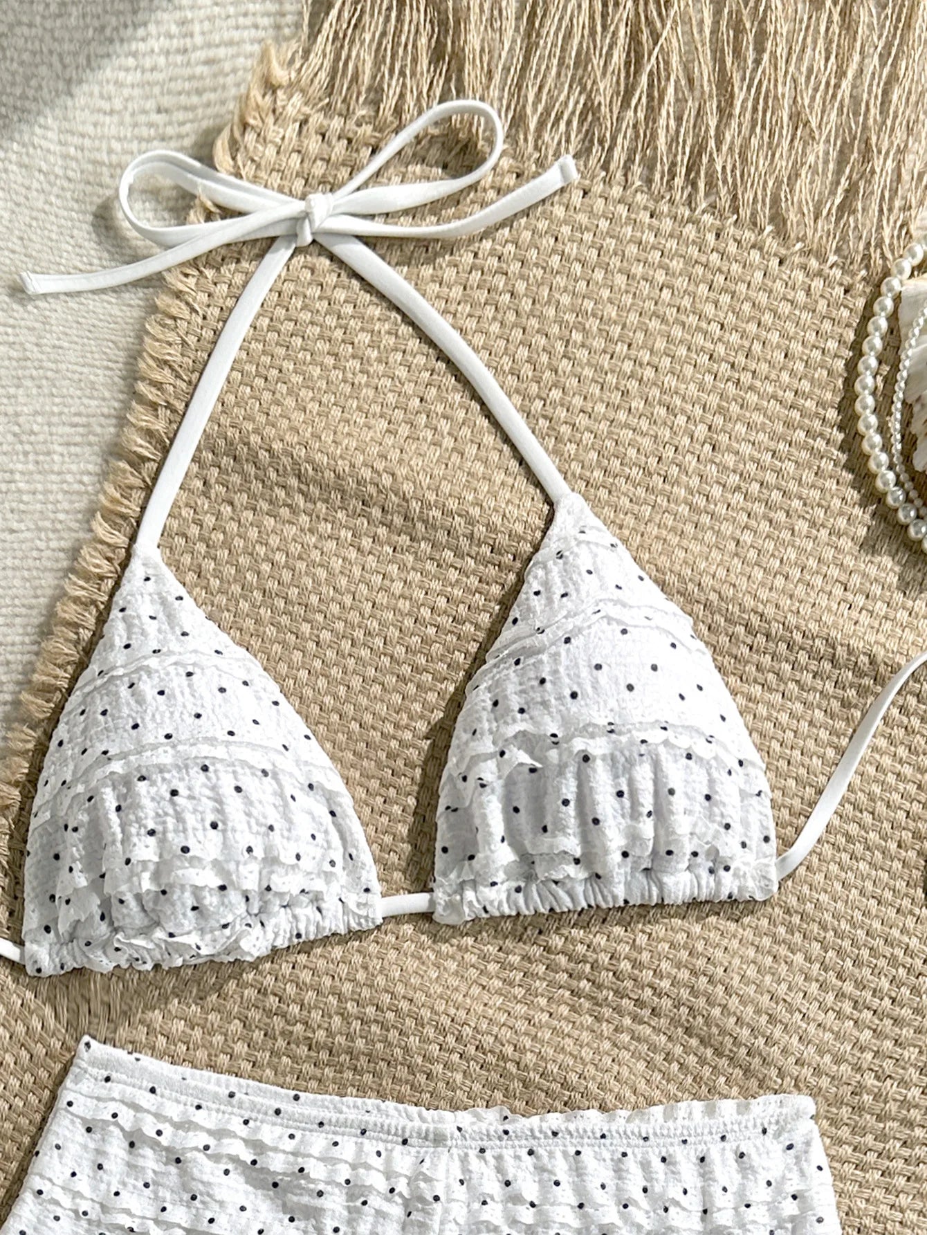 White Polka Dot 2 Piece Bikini Set