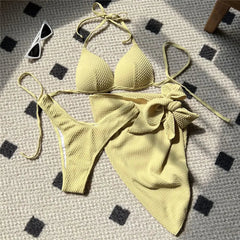 Yellow Push Up Bikinis Sets