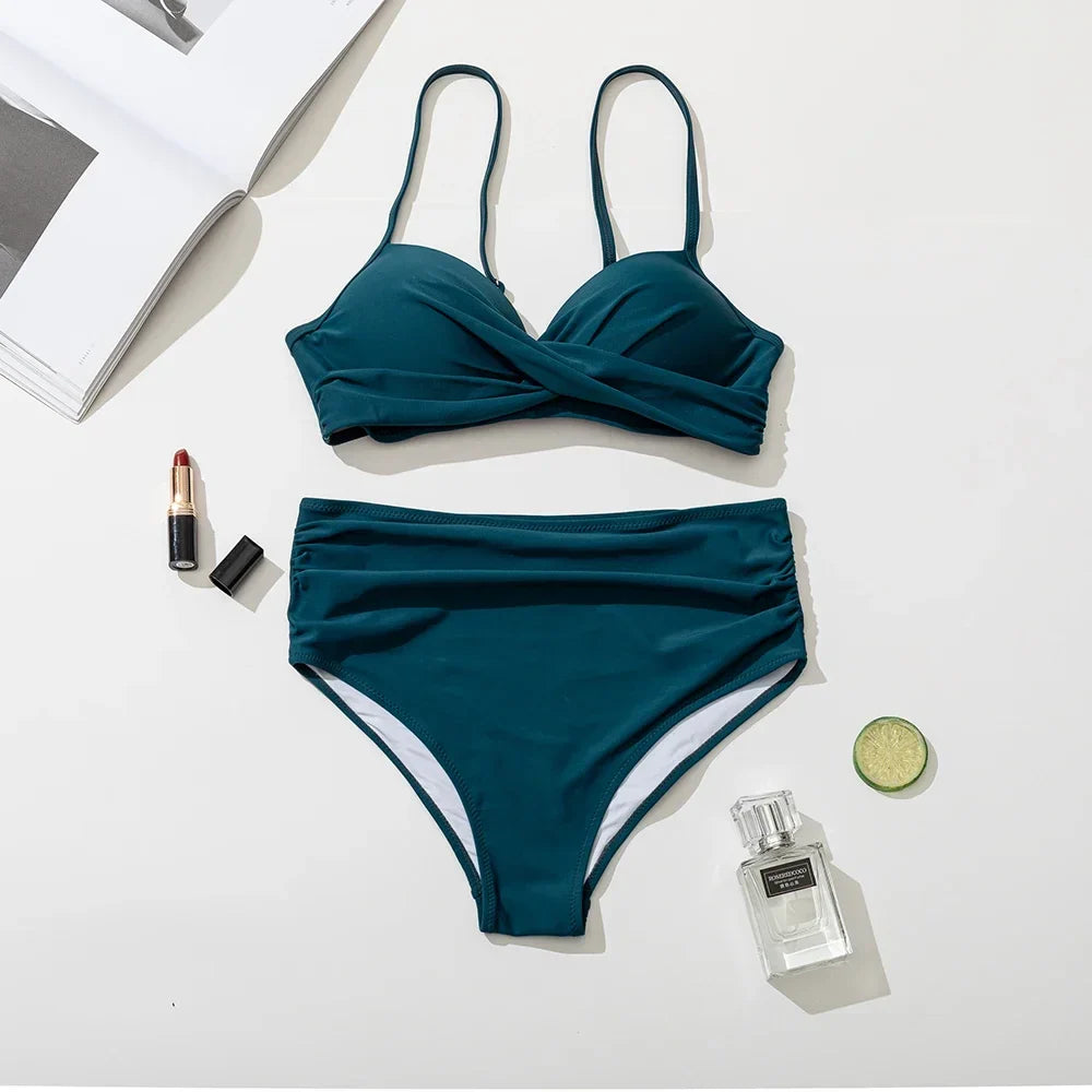 Z-LAI High Waist Bikini Swimsuit Halter Bikini Set