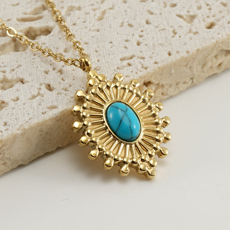 Blue Turquoise Eye Lock Necklace